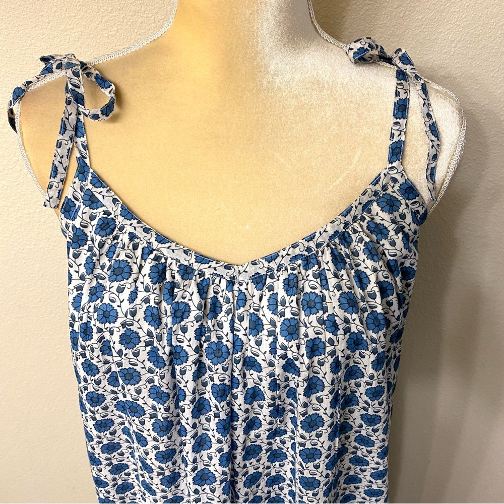Emerson Fry India Collection Heritage Blue Flowers Sundress Maxi Dress XS/S - Picture 4 of 10